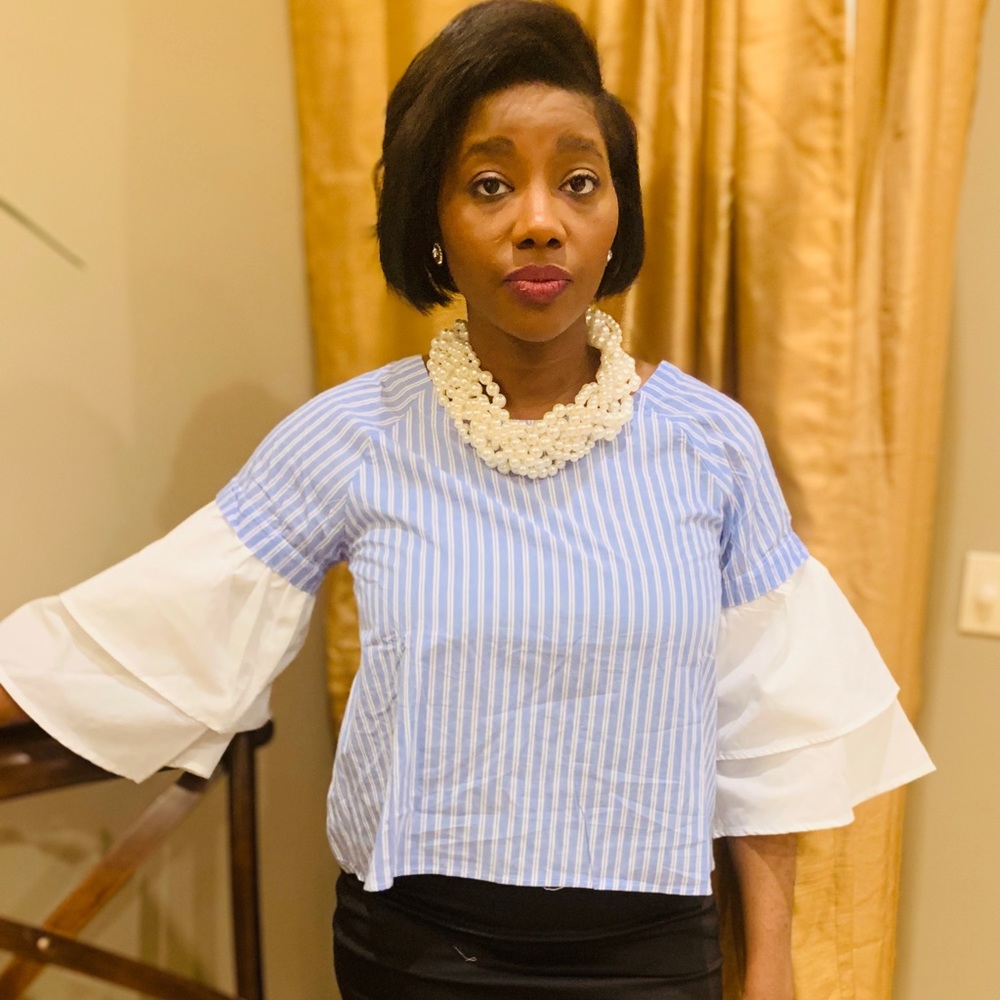 Blue and white stripped top